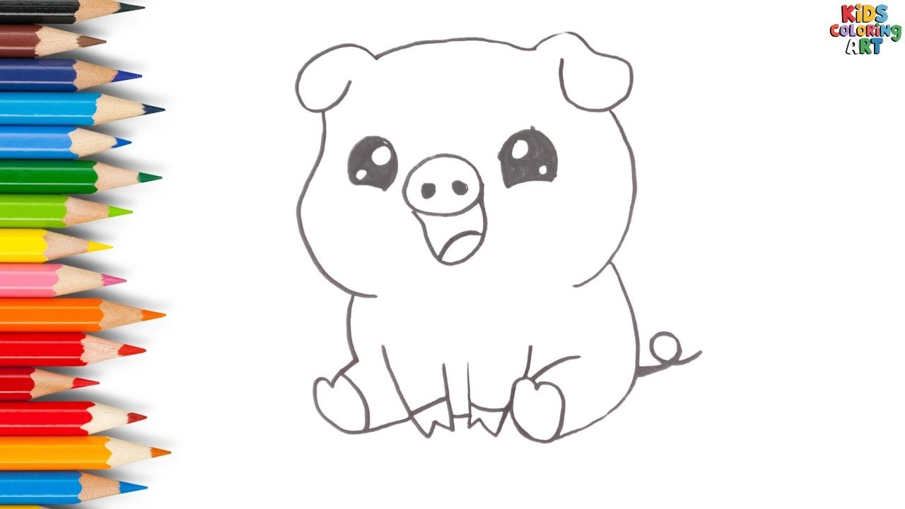 How to Draw Cute Pig Easy Step by Step | Drawing for Kids