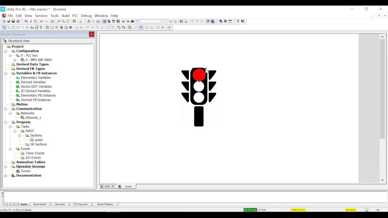 Aula 2 semáforo Unity Pro XL Programação PLC