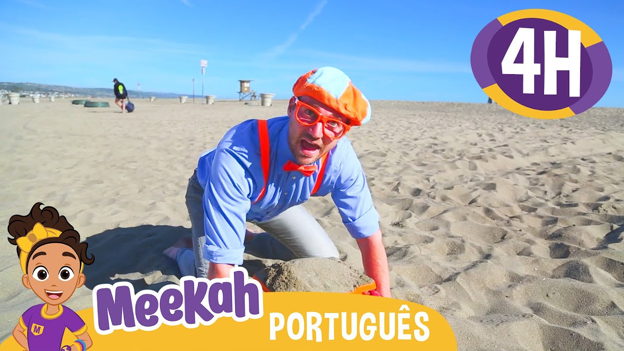 Aprendendo Cores e Números na Praia | | 💜Olá Meekah!💜| Amigos do Blippi Brasil | 4 HORAS