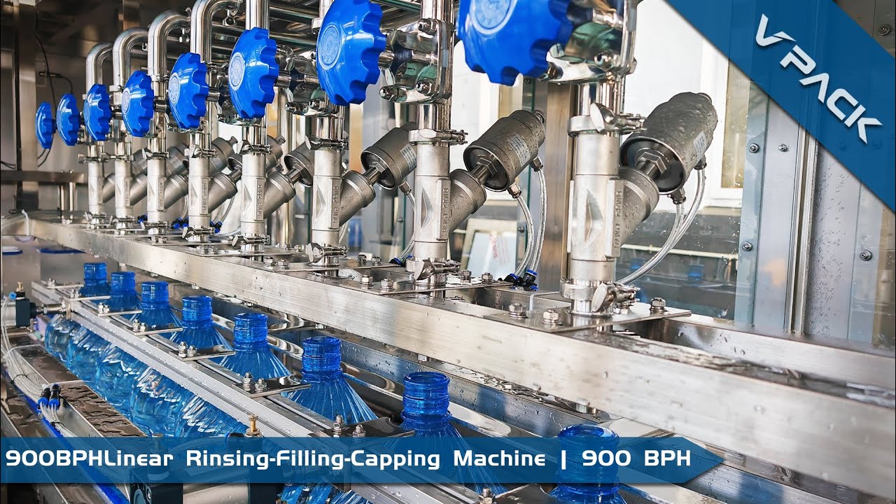 Bottled Water/Beer Filling Line: VPACK 900 BPH Linear Rinsing-Filling-Capping Machine
