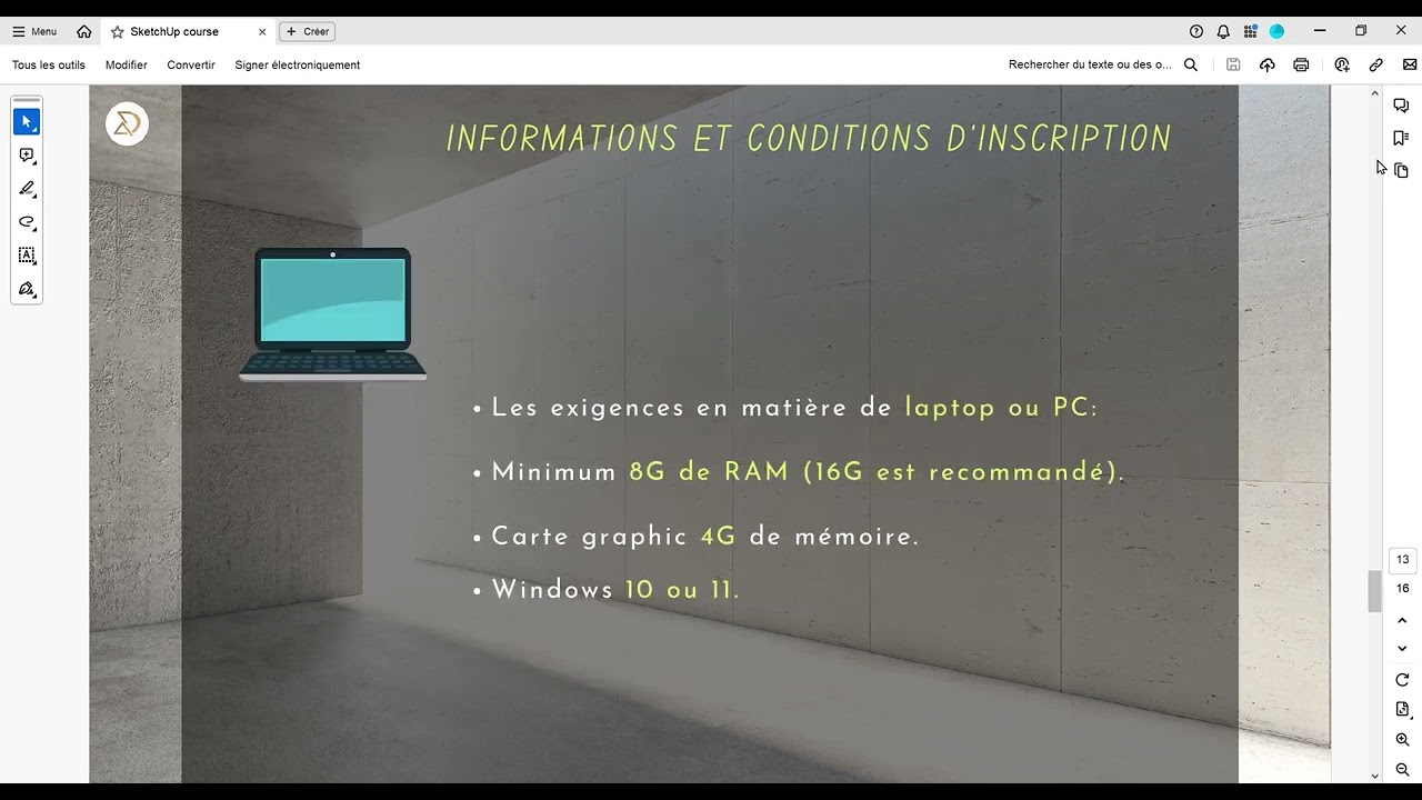 Formation professionnelle et pratique de SketchUp / V-ray (conception intérieure / extérieure)