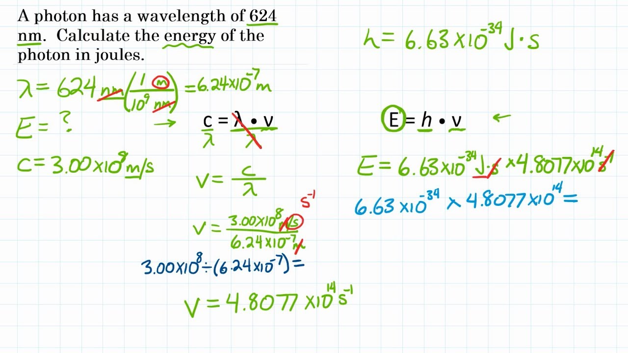 What is 624 nm in Joules? - Wavelength to Energy Practice