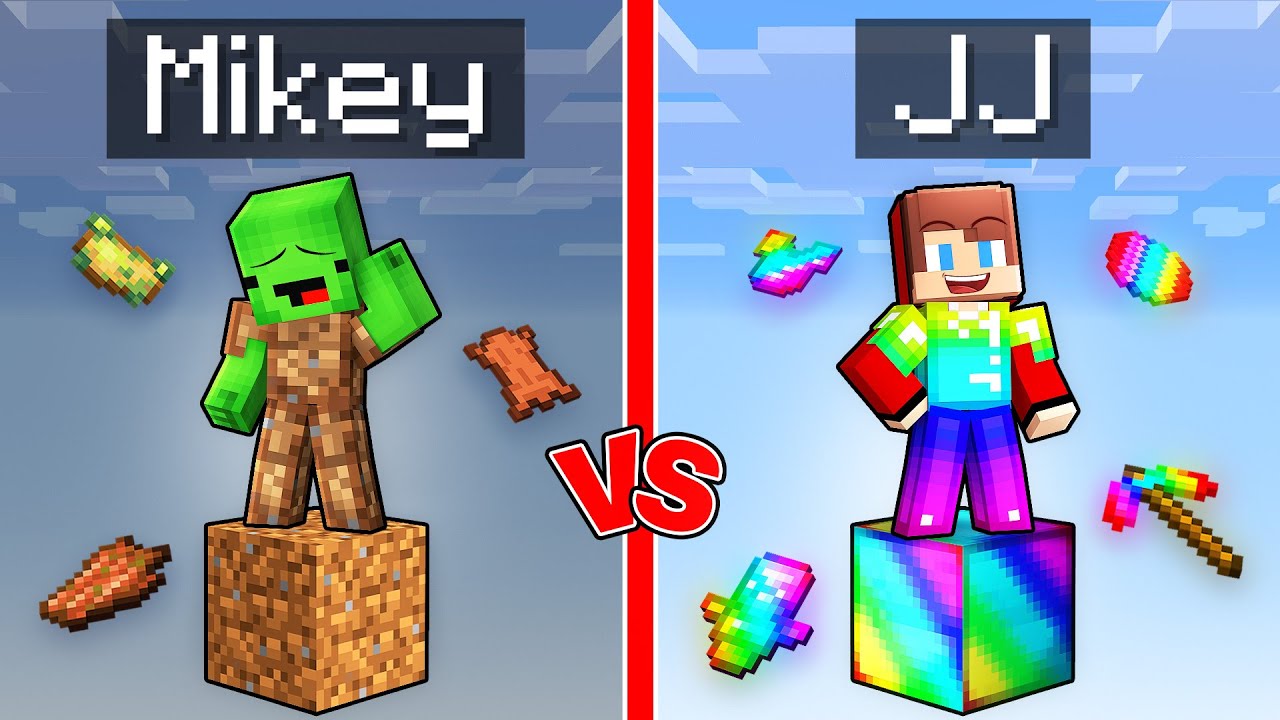 Mikey vs JJ OP One Block Battle in Minecraft (Maizen)