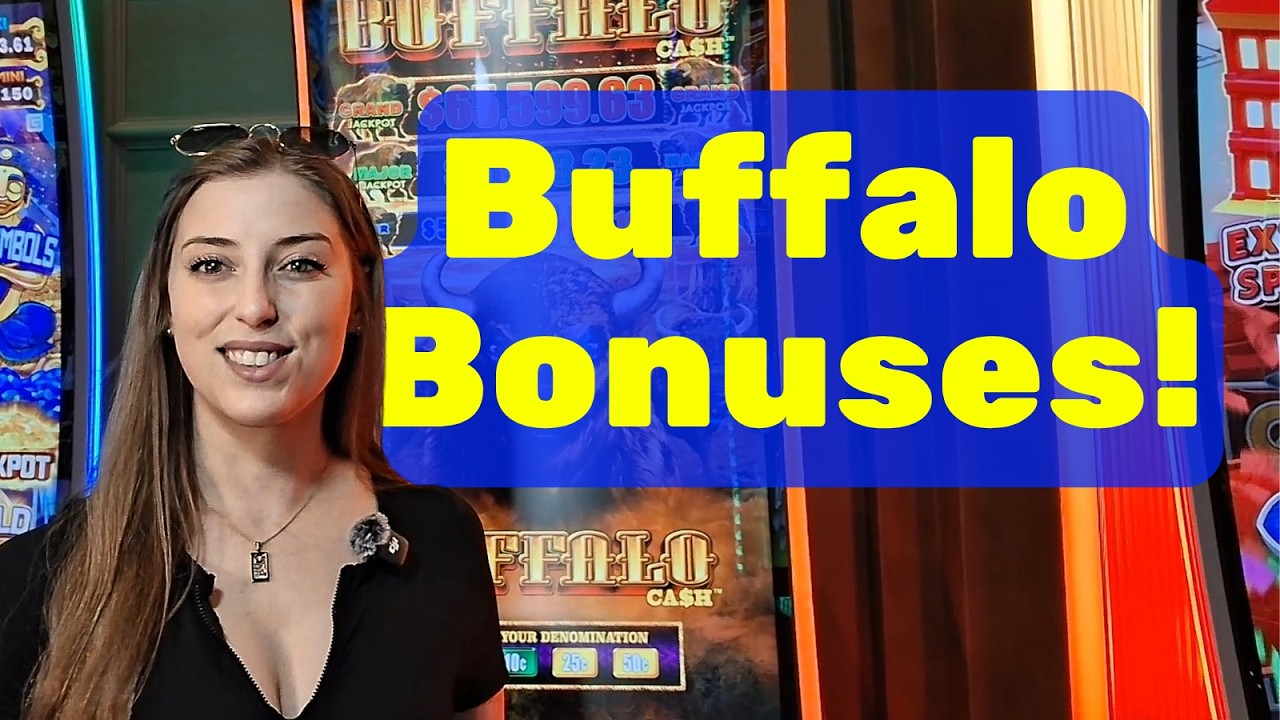 $25 Bets On Buffalo Cash Slots! Going For The Bonuses!! El Cortez Casino Las Vegas