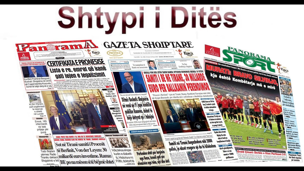 PANORAMA TV / Ja titujt kryesorë të gazetave për sot - 16 tetor, 2023