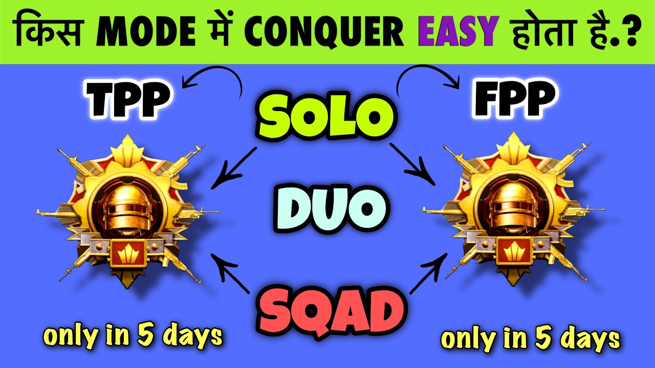 🇮🇳WHICH MODE IS BEST FOR CONQUEROR RANK PUSH BGMI.? SOLO / DUO / SQAD - TPP/FPP CONQUEROR TIPS.