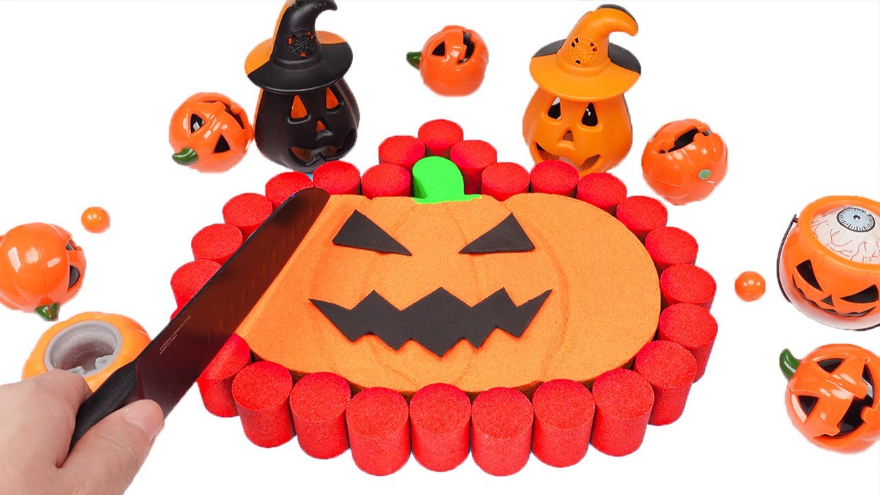 ASMR Relaxing Sand Video ✨ | How To Make Kinetic Sand Halloween Pumpkin 🎃 | Kinetic Sand Art Cutting