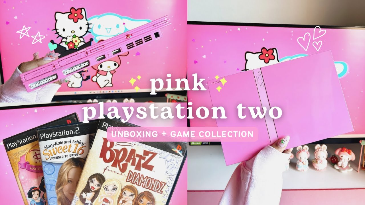 i bought a pink playstation 2 in 2024 💓☁️✨ PS2 unboxing + my PS2 game collection + PS2 accessories