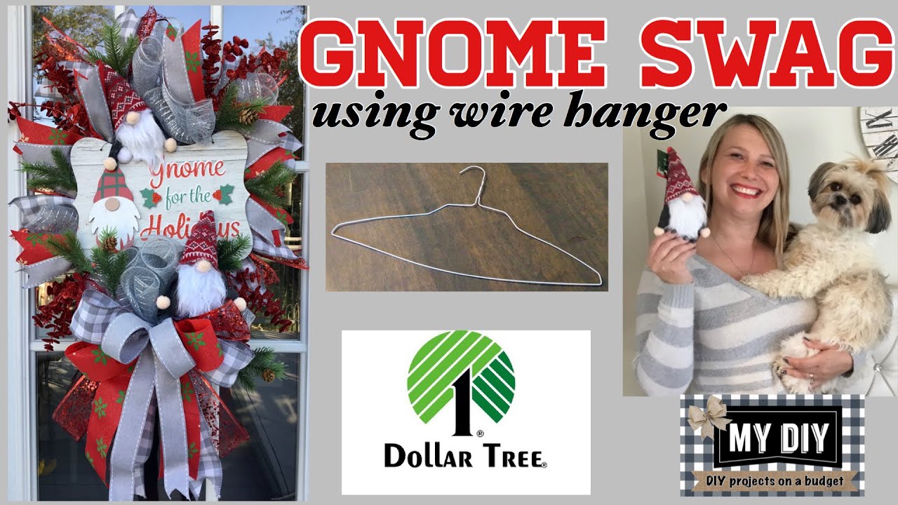 Gnome Wreath Tutorial | Dollar Tree DIY | Christmas Swag using wire hanger