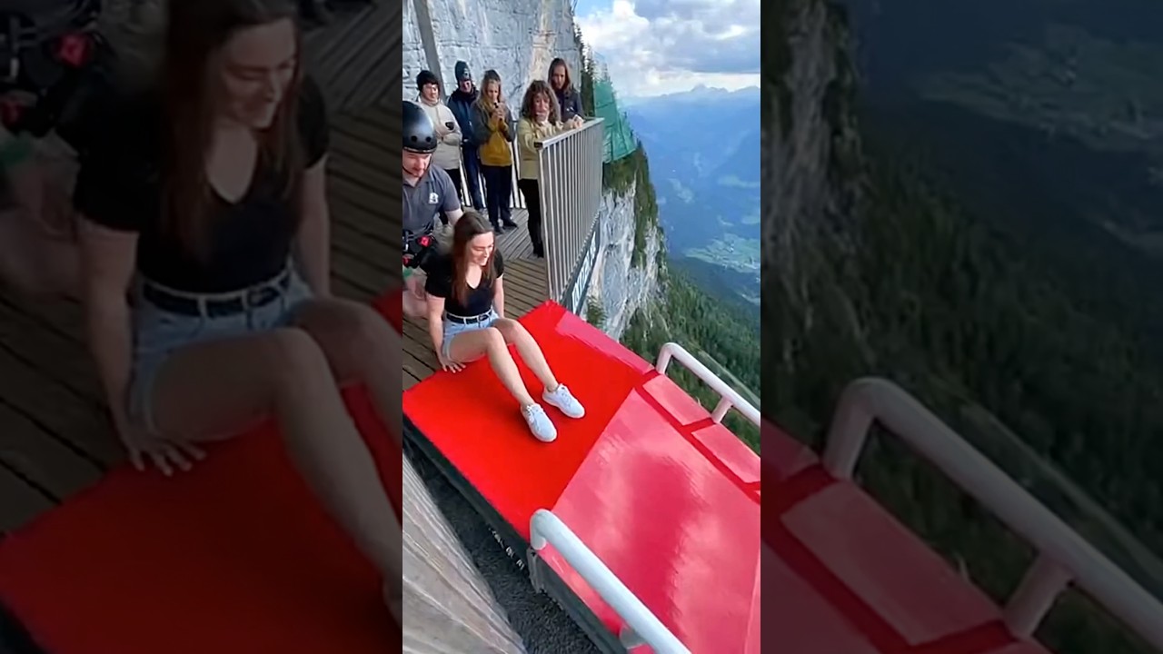 Most viral cliff slide with airbag #crazy #adventure #freestyle #funny trending #viral