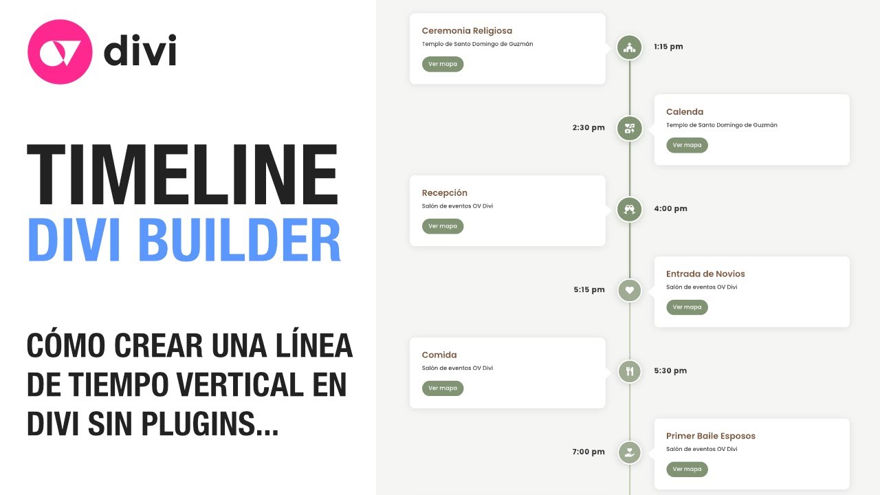 Cómo crear una línea de tiempo (timeline) vertical con Divi Builder sin usar plugins
