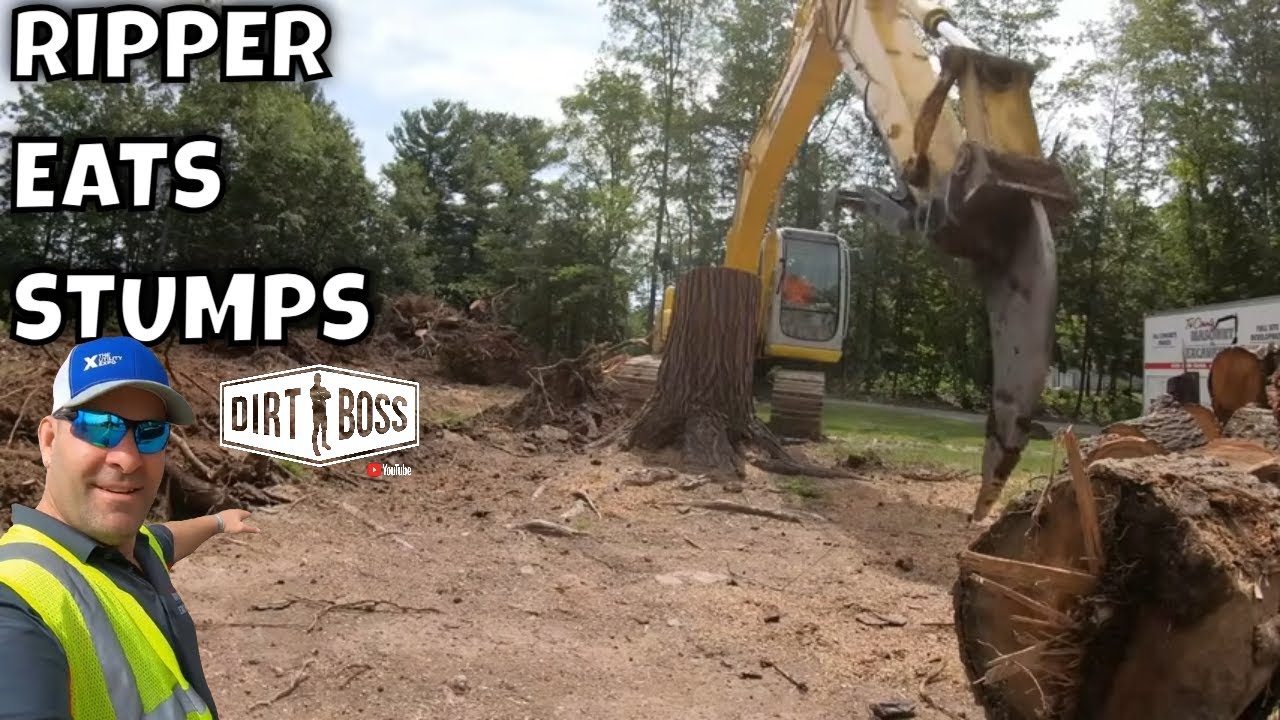 Pulling Stumps with a Ripper on a Kobelco Excavator