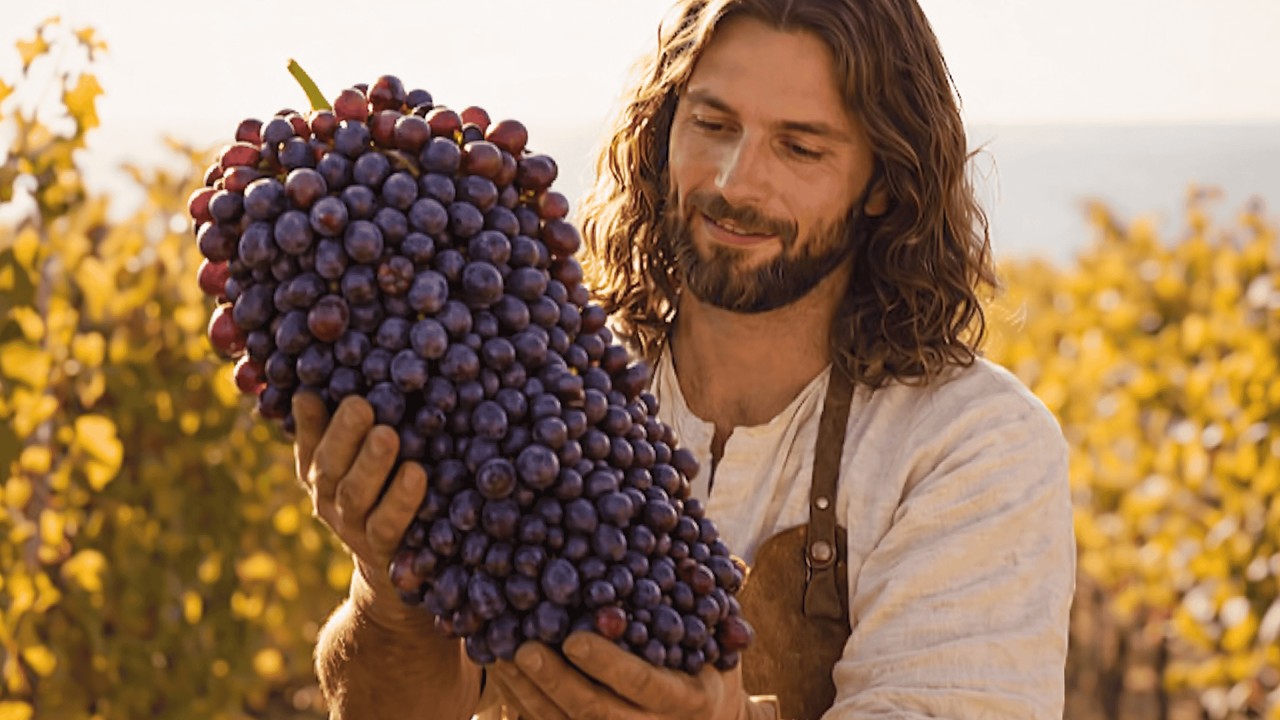 Jesus in the Garden: Planting and Caring for Grapes | AI Christian Tribute