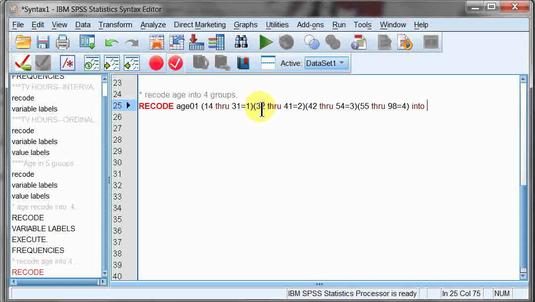 Recoding in SPSS using syntax