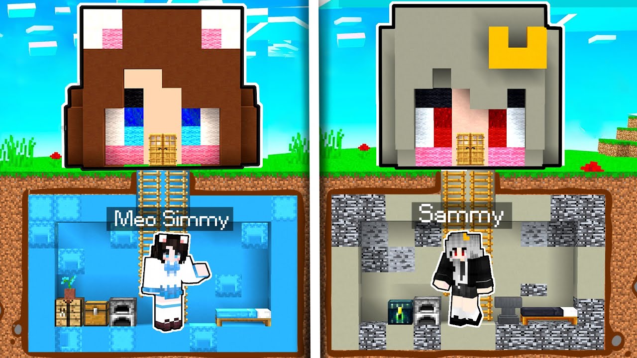Mèo Simmy Thử Thách Xây CĂN HẦM BÍ MẬT AN TOÀN SIMMY VÀ SAMMY Trong Minecraft