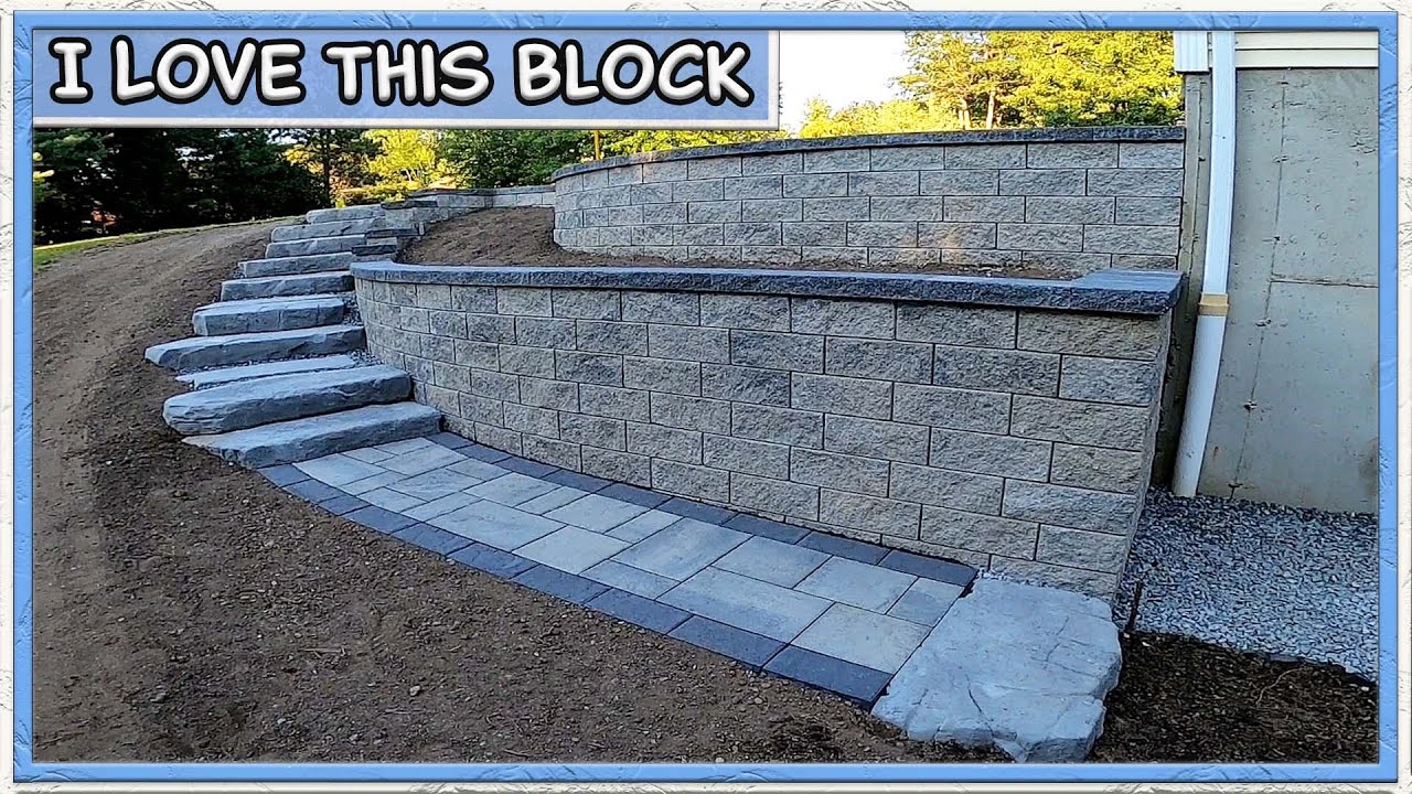 Строительство подпорной стенки из бетонных блоков (2 уровня) - (Techo Bloc) 