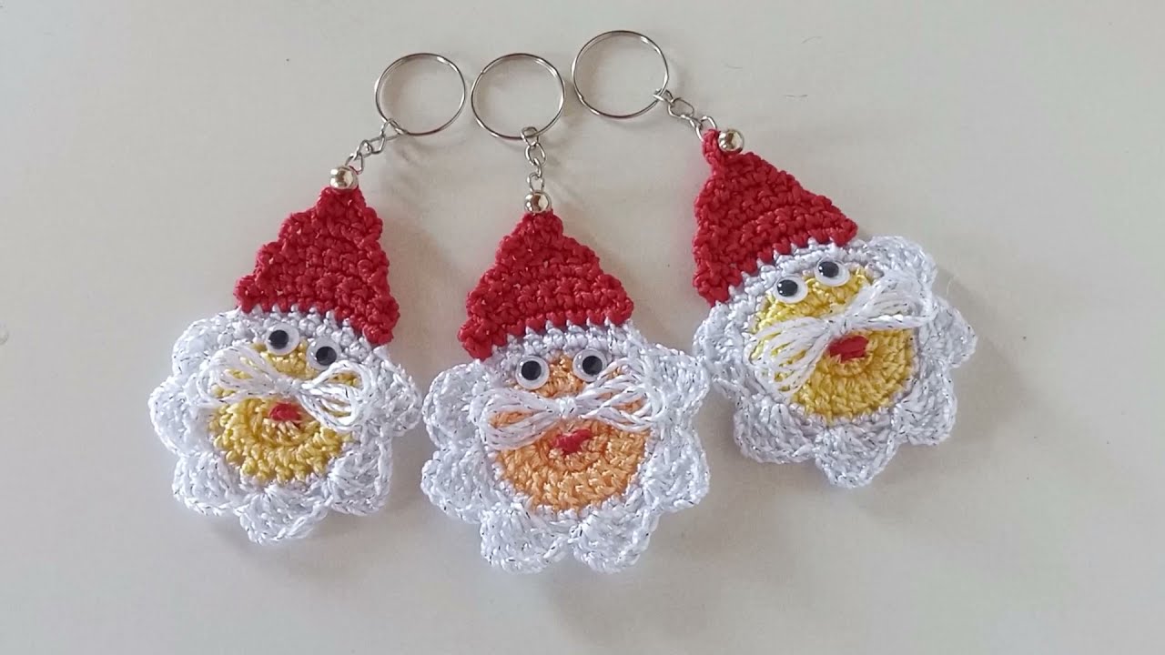 CHAVEIRO PAPAI NOEL 🎅❤️ - PASSO A PASSO | Valdenete crochê artes e reciclagem