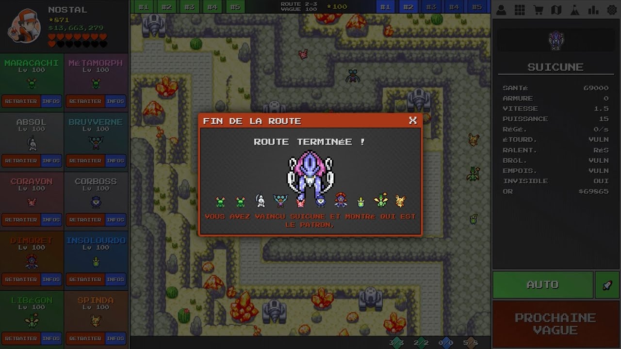 #6 ROUTE 2-3 BOSS SUICUNE (VAGUES 1 à 100) - PokéPath TD [PC]