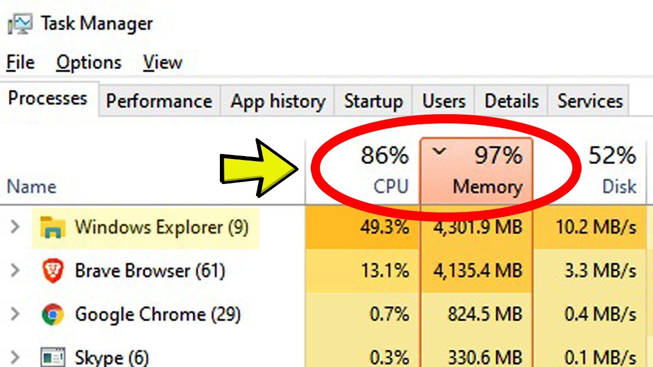 Исправление: explorer.exe высокая загрузка ЦП и оперативной памяти