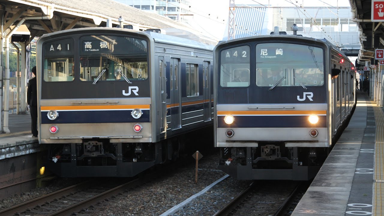 東海道本線205系離合シーン