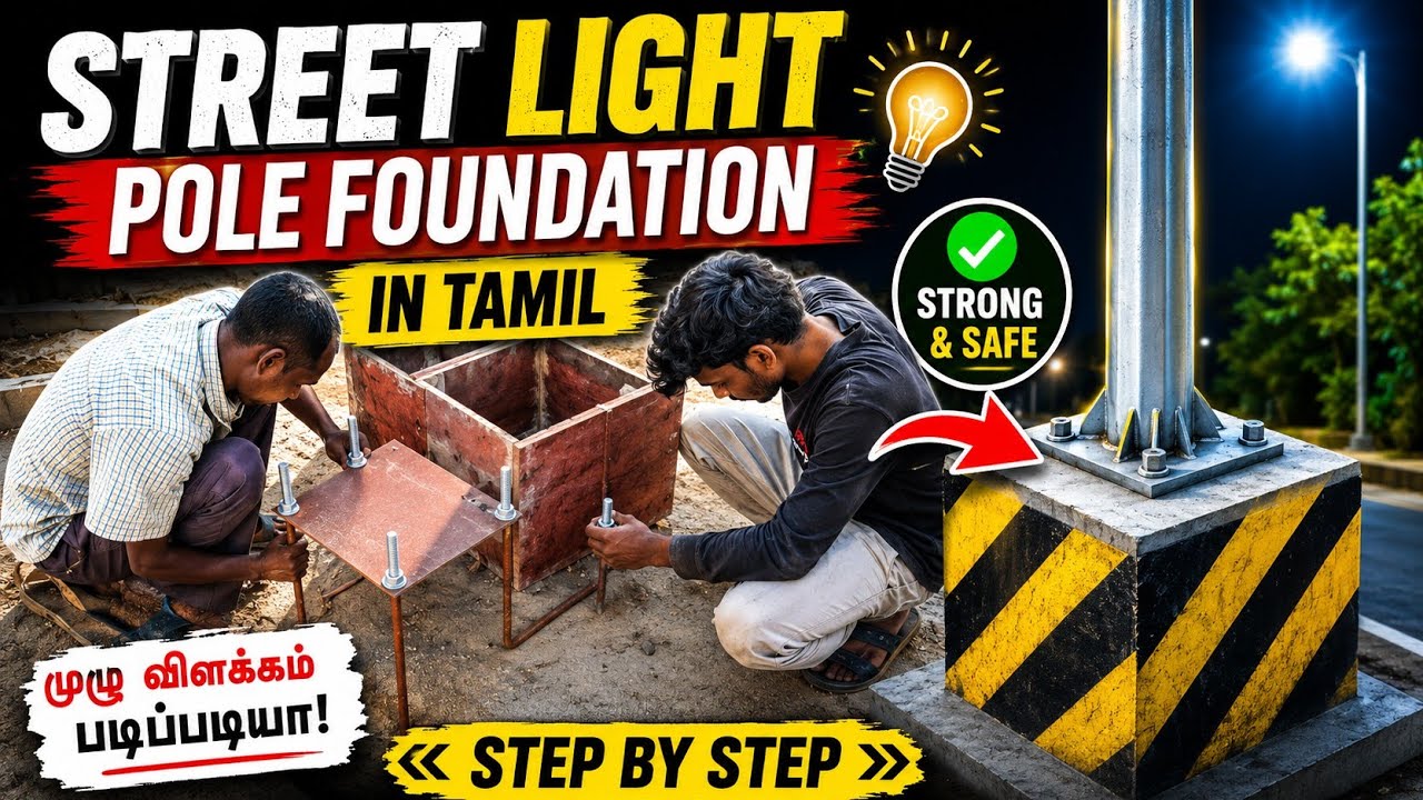How to make street light pole foundation in Tamil | light pole base foundation Power Electrical King