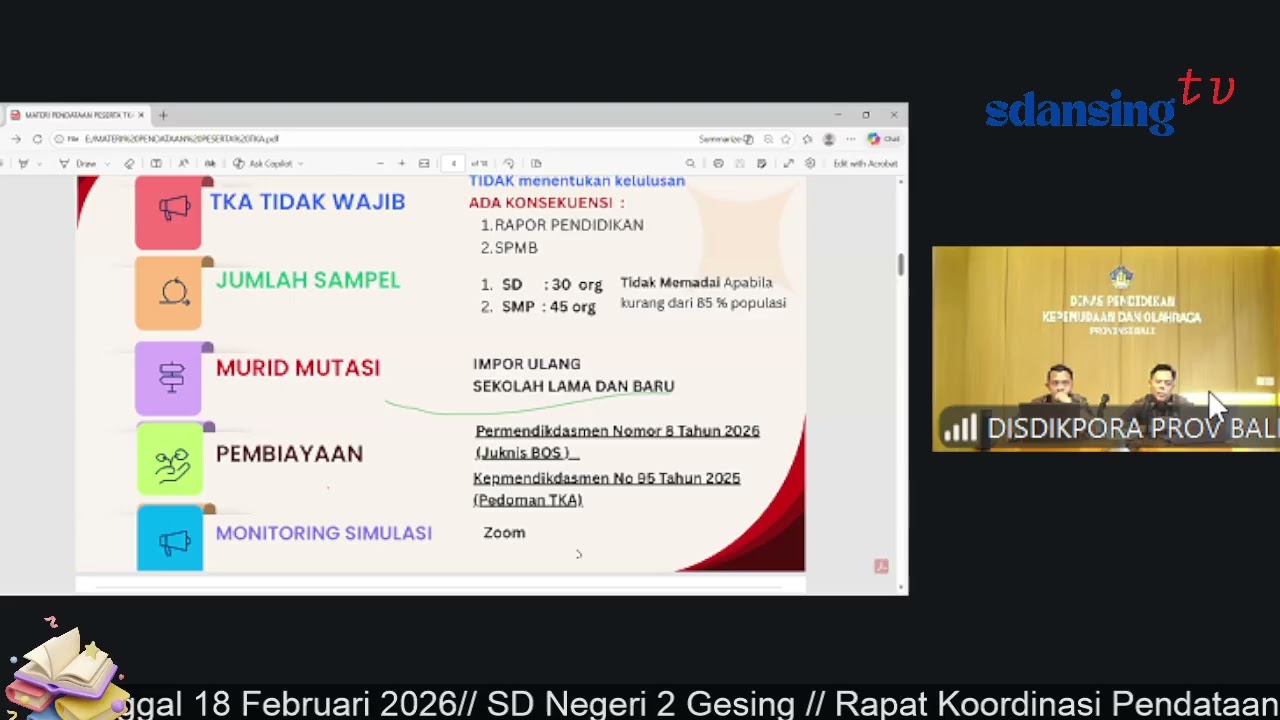 Rapat Koordinasi Pendataan Peserta Tes Kemampuan Akademik (TKA)