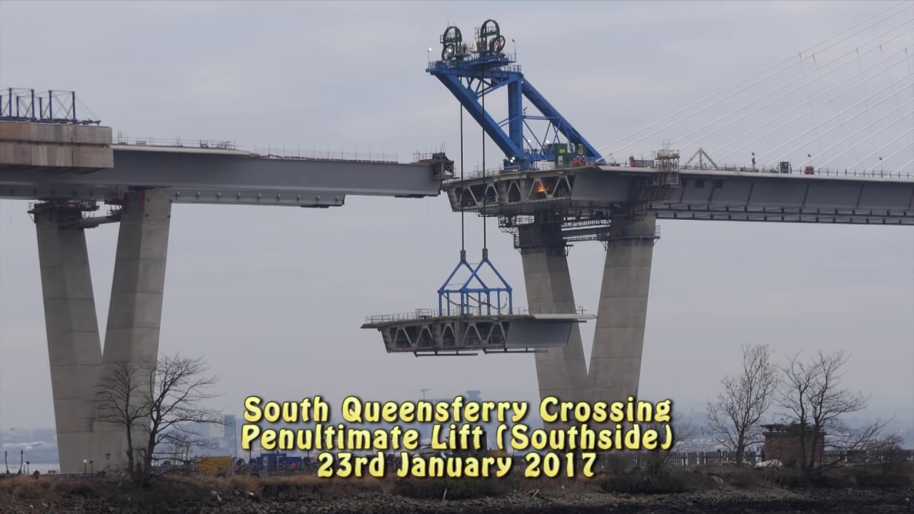 Queensferry Crossing - Southside penultimate lift [4K/UHD] - 23-JAN-17
