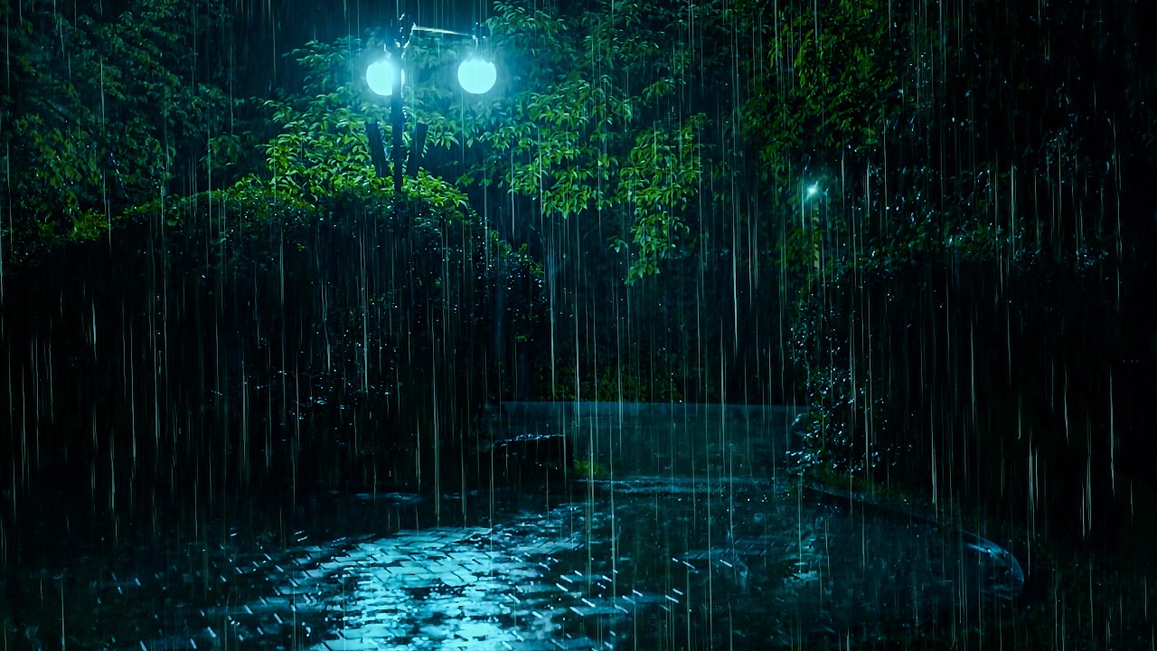 Deep Sleep Naturally with Gentle Rain | Night Rain on Walking Road | ASMR Rain to Cure Tinnitus