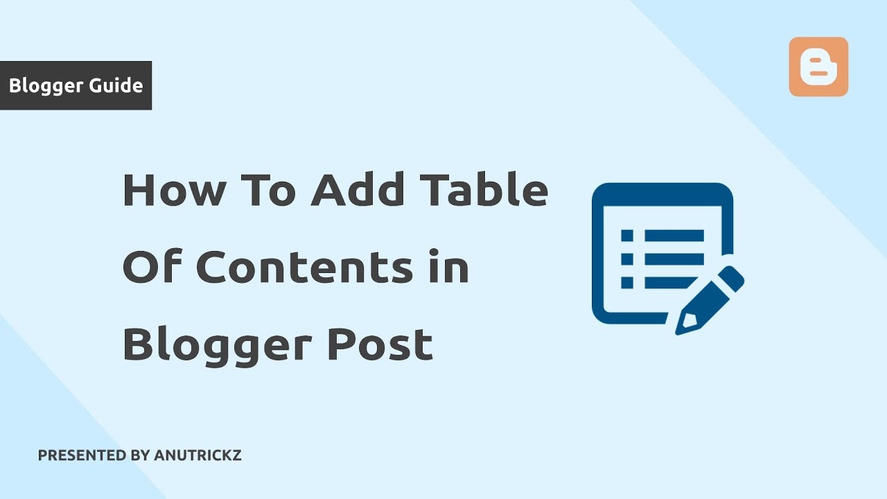 How To Add Table Of Contents In Blogger Post