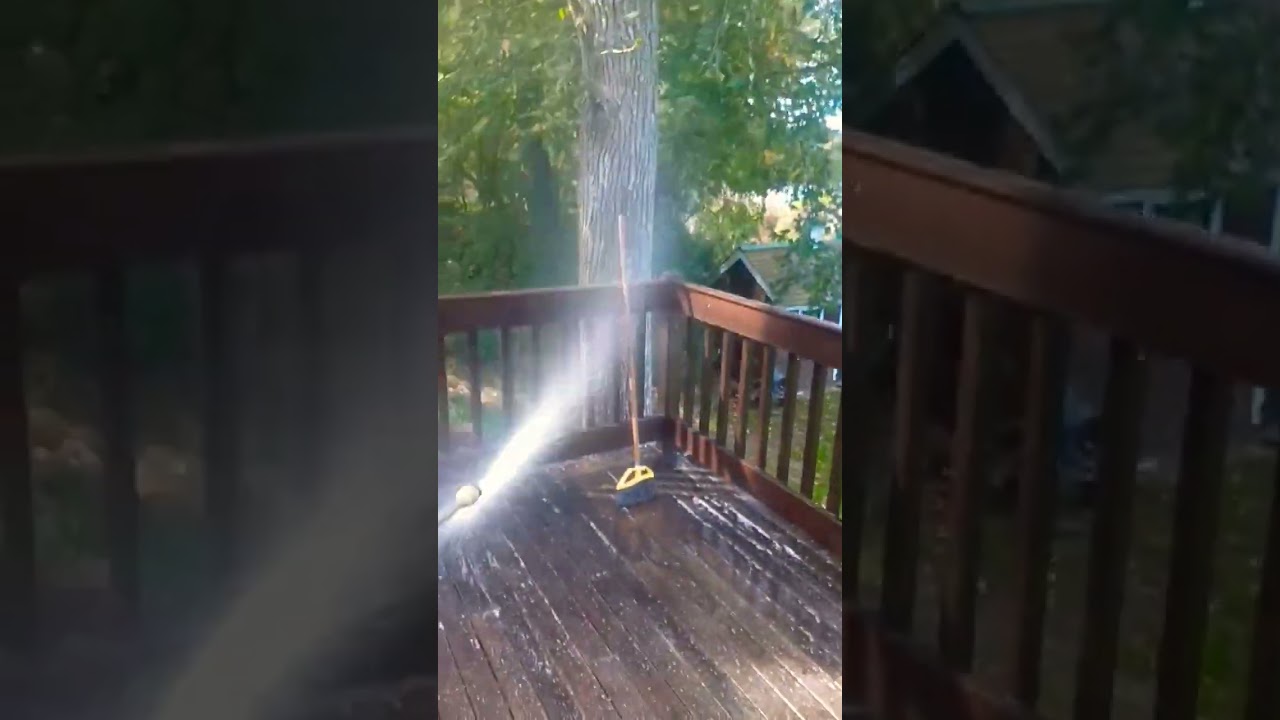 Pretreating a deck with a downstream injector #pressurewashing #diy