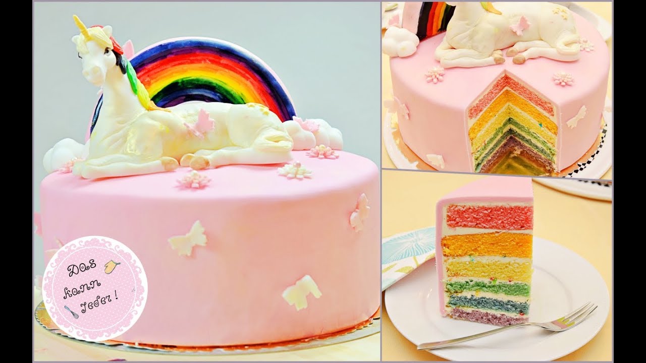 Regenbogentorte⎮Rainbowcake⎮ Einhorntorte⎮Motivtorte⎮Das kann jeder