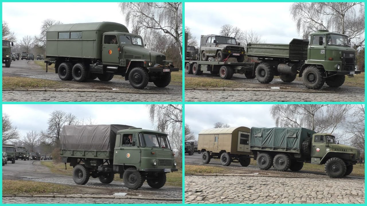 Militär Oldtimer Kolonne rollt in Löderburg Lust- Ausfahrt Egeln 2025