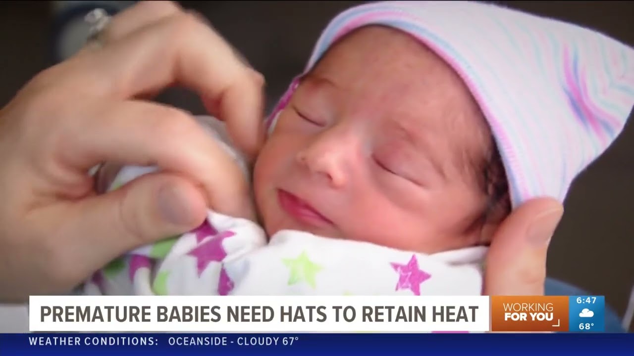 CBS - San Diego high schoolers knit 800 beanies for Miracle Babies