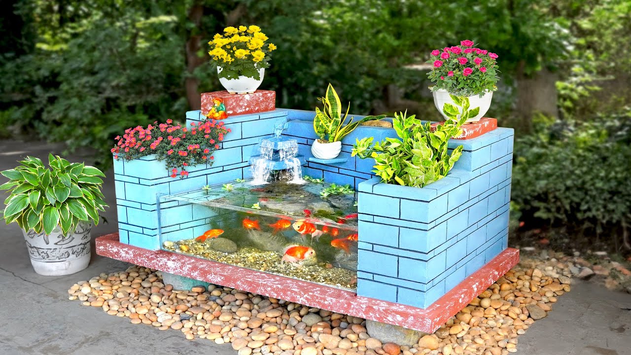 Self-build amazing aquarium from cement | Cement craft ideas