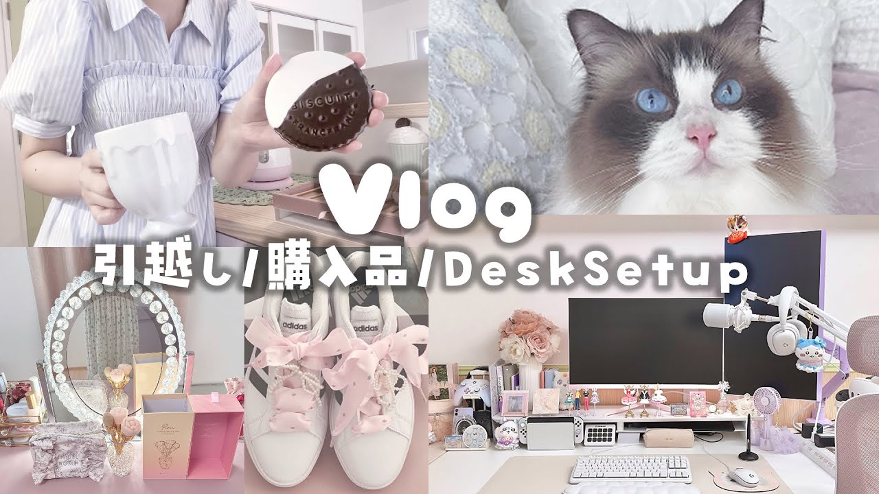 【真夏の引っ越しVlog】フレンチカントリーな新居で猫と暮らす｜パステルカラー購入品＆デスクセットアップ #初投稿