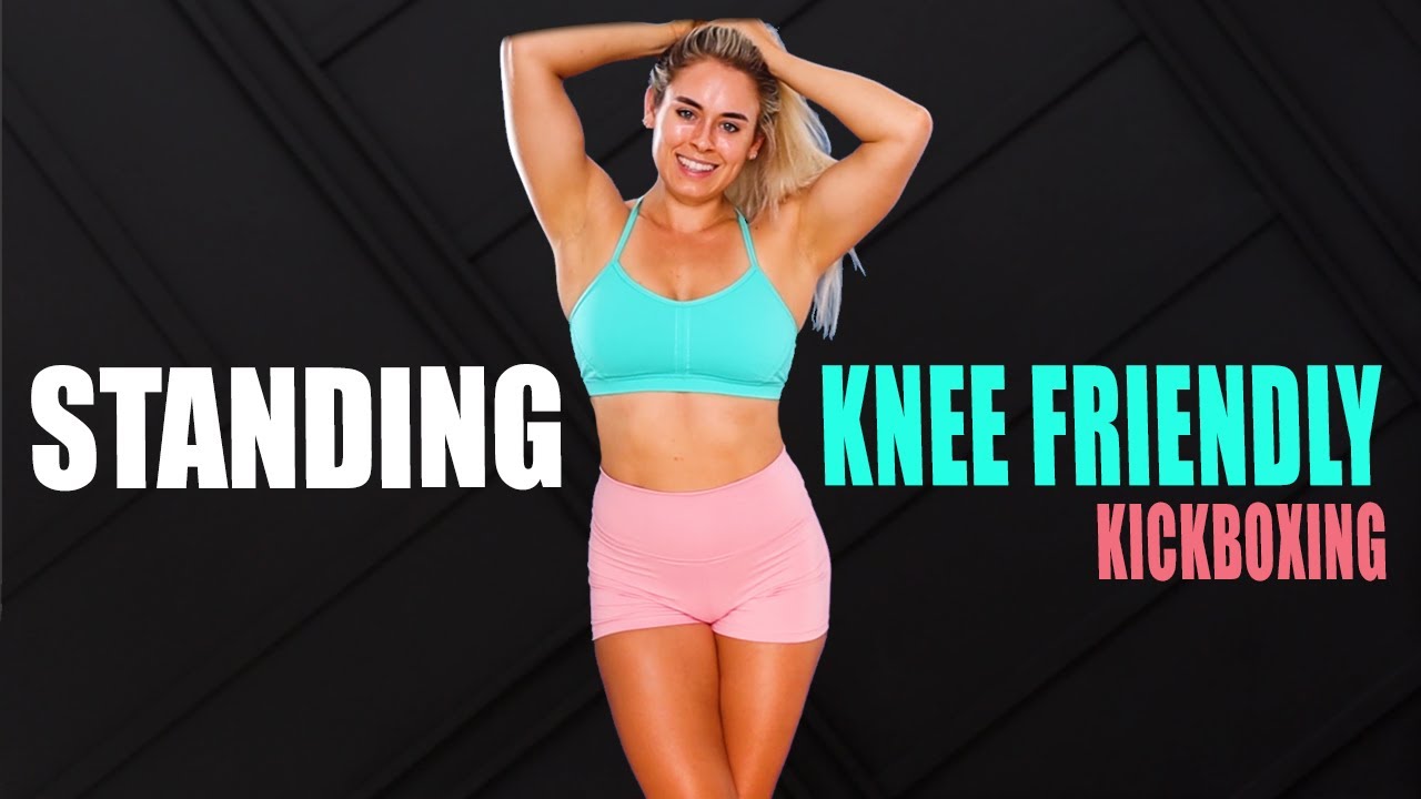 STANDING KNEE FRIENDLY Fat Burn CARDIO KICKBOXING NO SQUATS/NO LUNGES: Very Sweaty 20 MINUTE WORKOUT