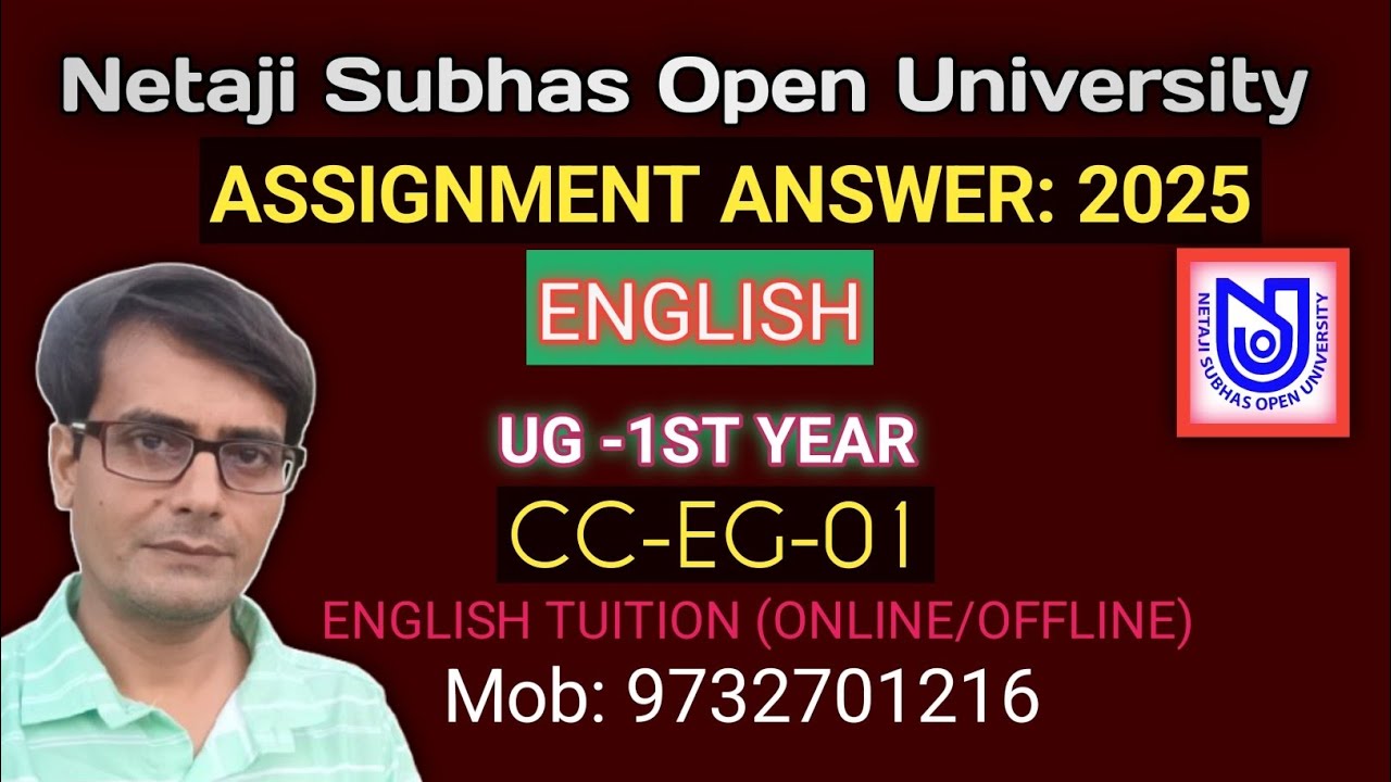 CC- EG- 01 // NSOU UG ENG (1ST YR) ASSIGNMENT ANSWER : 2025