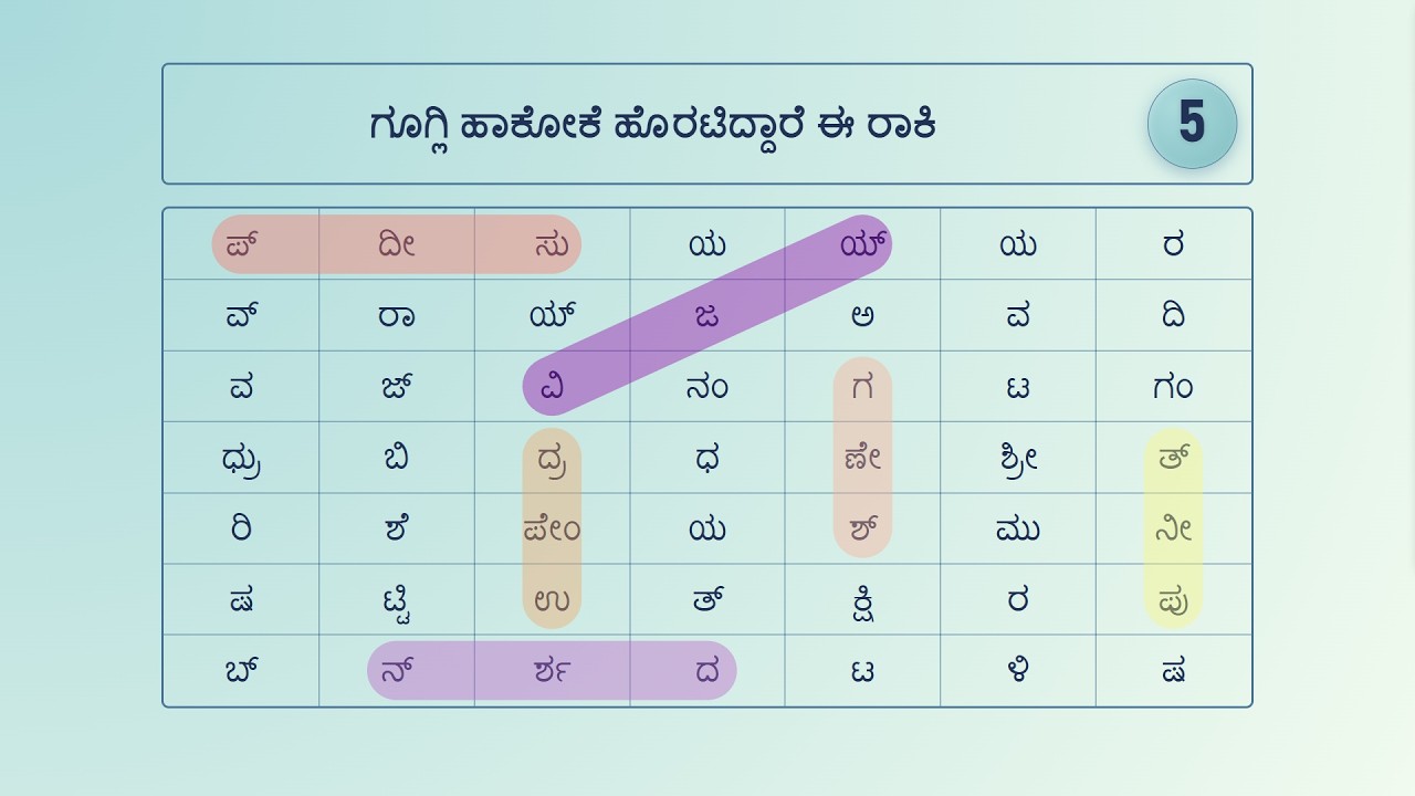 ಪದ ಹುಡುಕು | ಕನ್ನಡ ನಟರು (ಭಾಗ 2) | word search | kannada actors