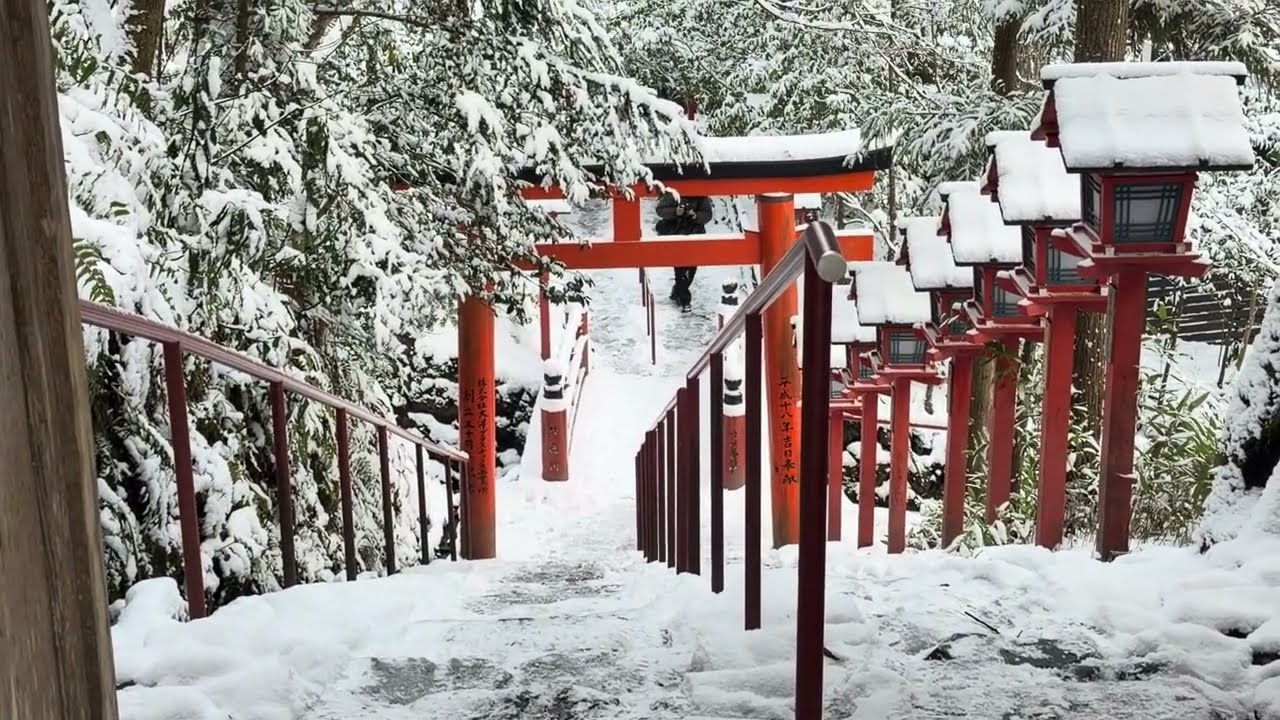 [4K]早朝の貴船神社への雪景色の散歩 ❄️⛩️ 2026年1月22日 Snow Walk to Kifune Shrine in Kyoto