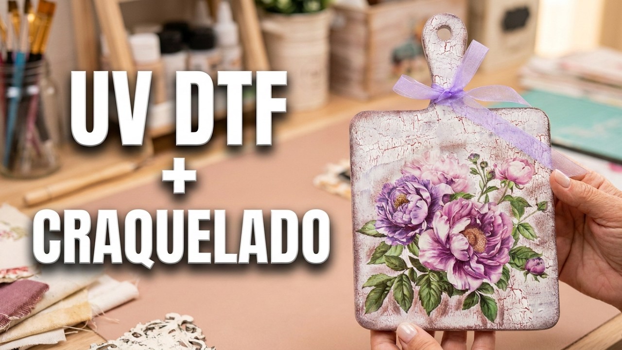Decora una tabla de cocina con pegatinas de transferencia y craquelado | DIY fácil y elegante