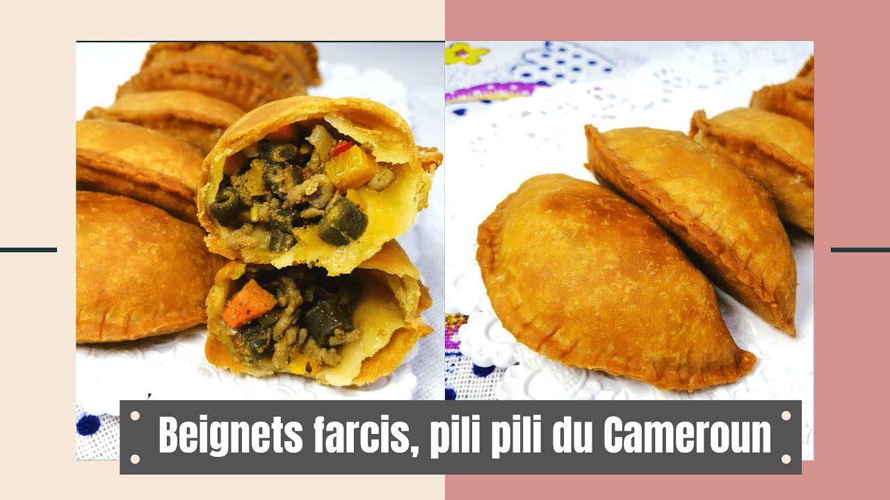 beignets farcis a la viande hachee, pili pili du cameroun