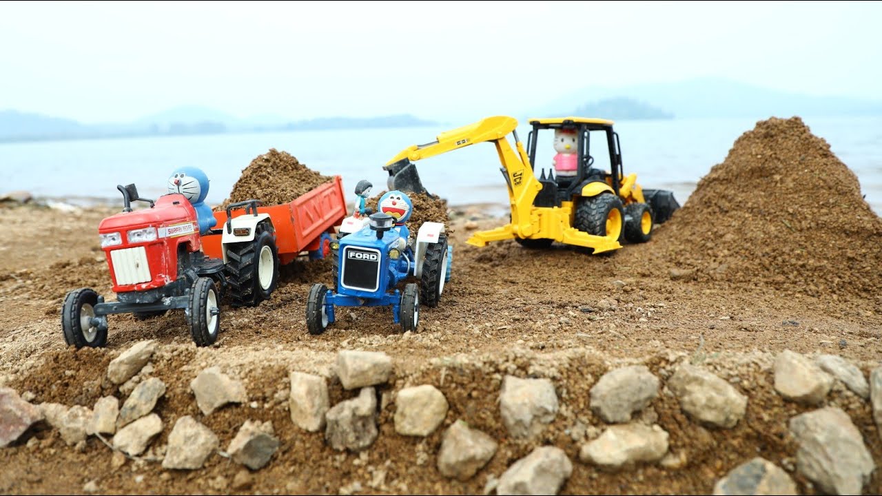 Jcb fully Loading Sand Swaraj Tractor | Auto Rickshaw and Ford Tractor Accident Pit | CS Toy