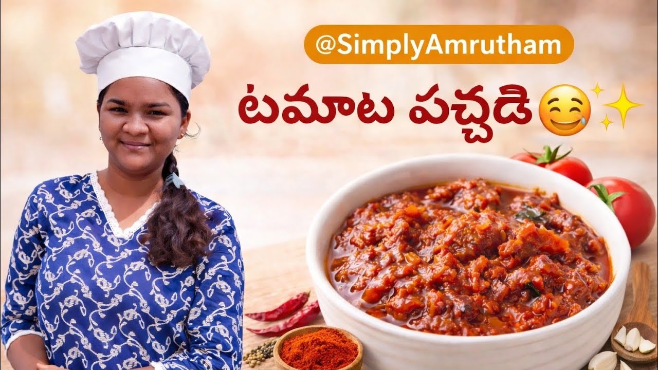👌టమాటా పచ్చడి 🍅| Tomato Pickle Recipe 😋 in Telugu| Easy Andhra Style Tomato Pachadi✨️@SimplyAmrutham