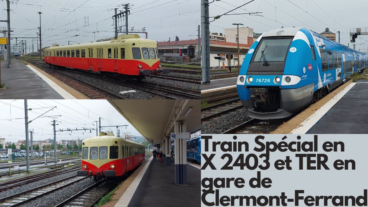 Train Spécial en X 2403 et TER en gare de Clermont-Ferrand