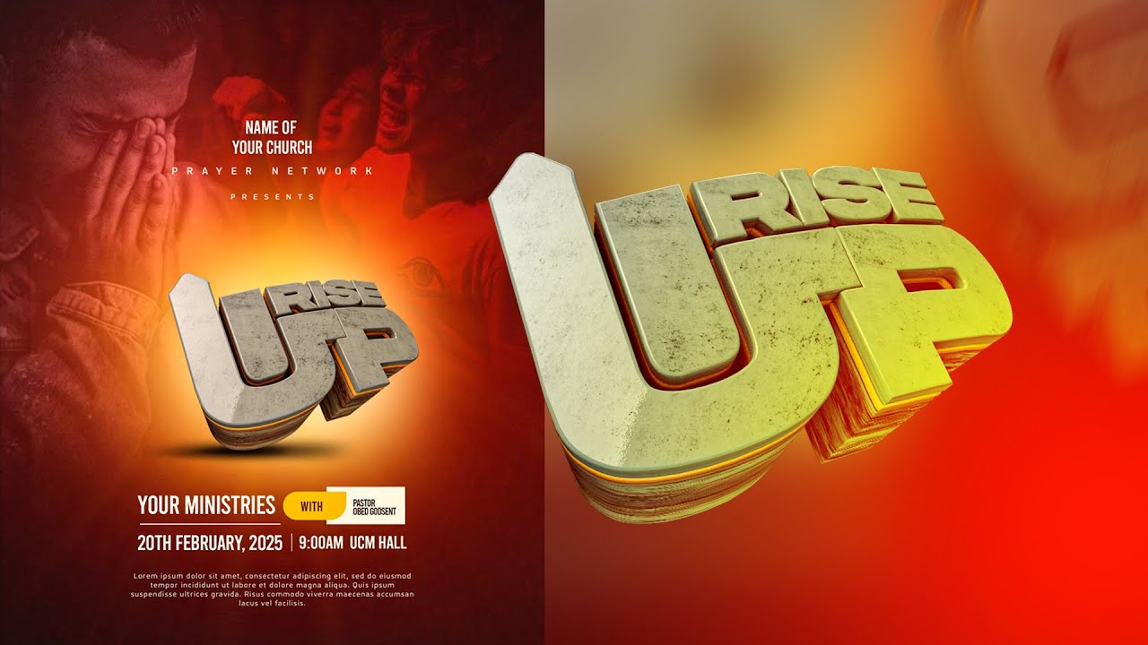 How to Create a 3D Text for a Church Flyer Design. Cinema 4D & Adobe Photoshop Tutorial.