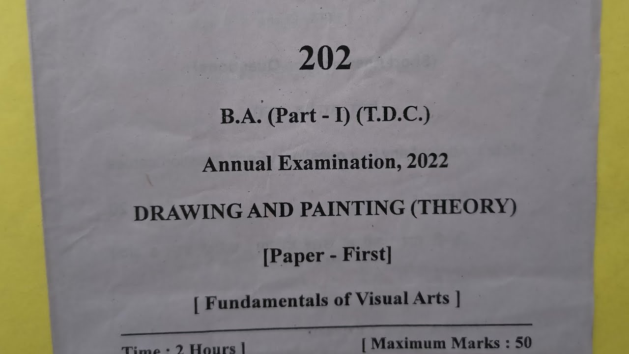 Drawing and painting चित्रांकन और रंगाई BA 1st year question Paper 2022 important paper