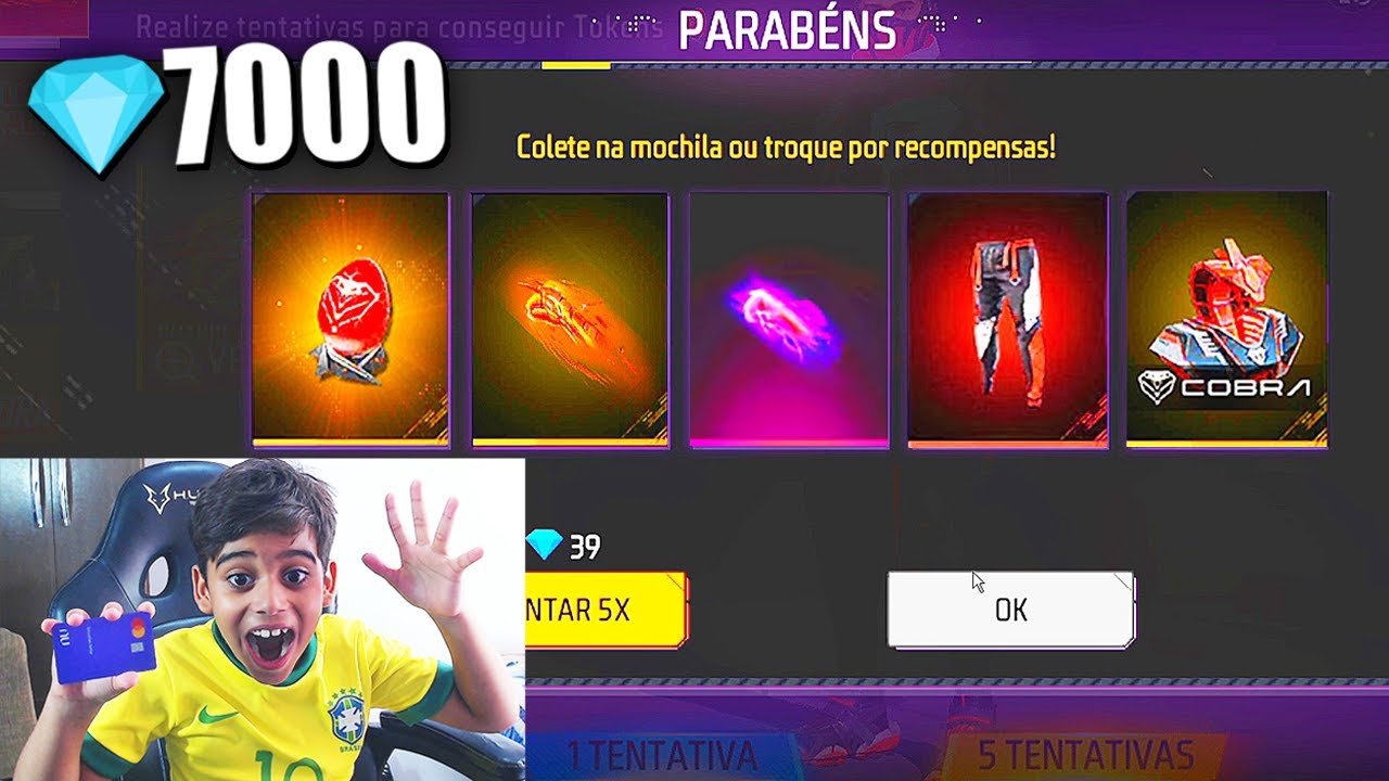 MEU IRMÃOZINHO ROUBOU MEU CARTÃO ESCONDIDO PRA COMPRAR O NOVO PUNHO COBRA NO FREE FIRE! 😡