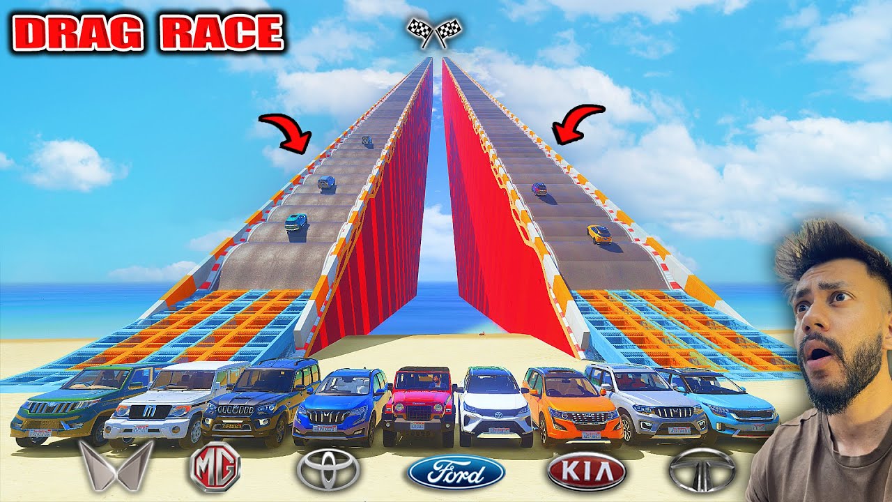 TOP INDIAN CARS 🚀EXTREME BUMPS DRAG RACE 😱| GTA 5 ABHISHEKKZ GAMING