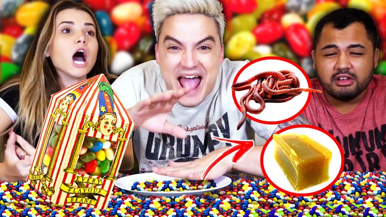 PROVANDO FEIJÕEZINHOS DE TODOS OS SABORES (ATÉ SABOR MINHOCA) [+10]