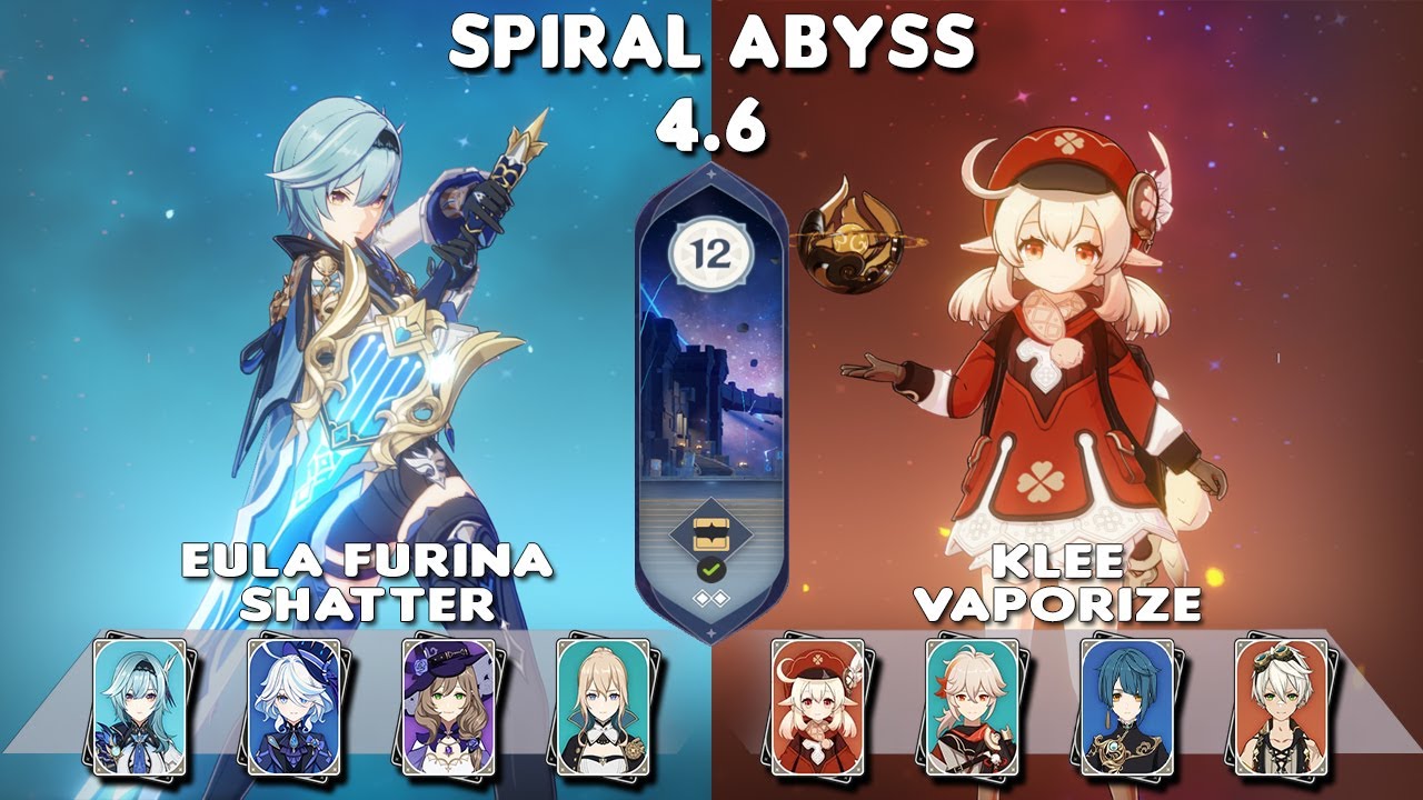 Spiral Abyss 4.6 | C0 Eula Furina Shatter & C0 Klee Vaporize | Floor 12-9⭐| Genshin Impact